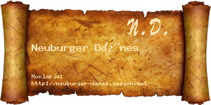 Neuburger Dénes névjegykártya